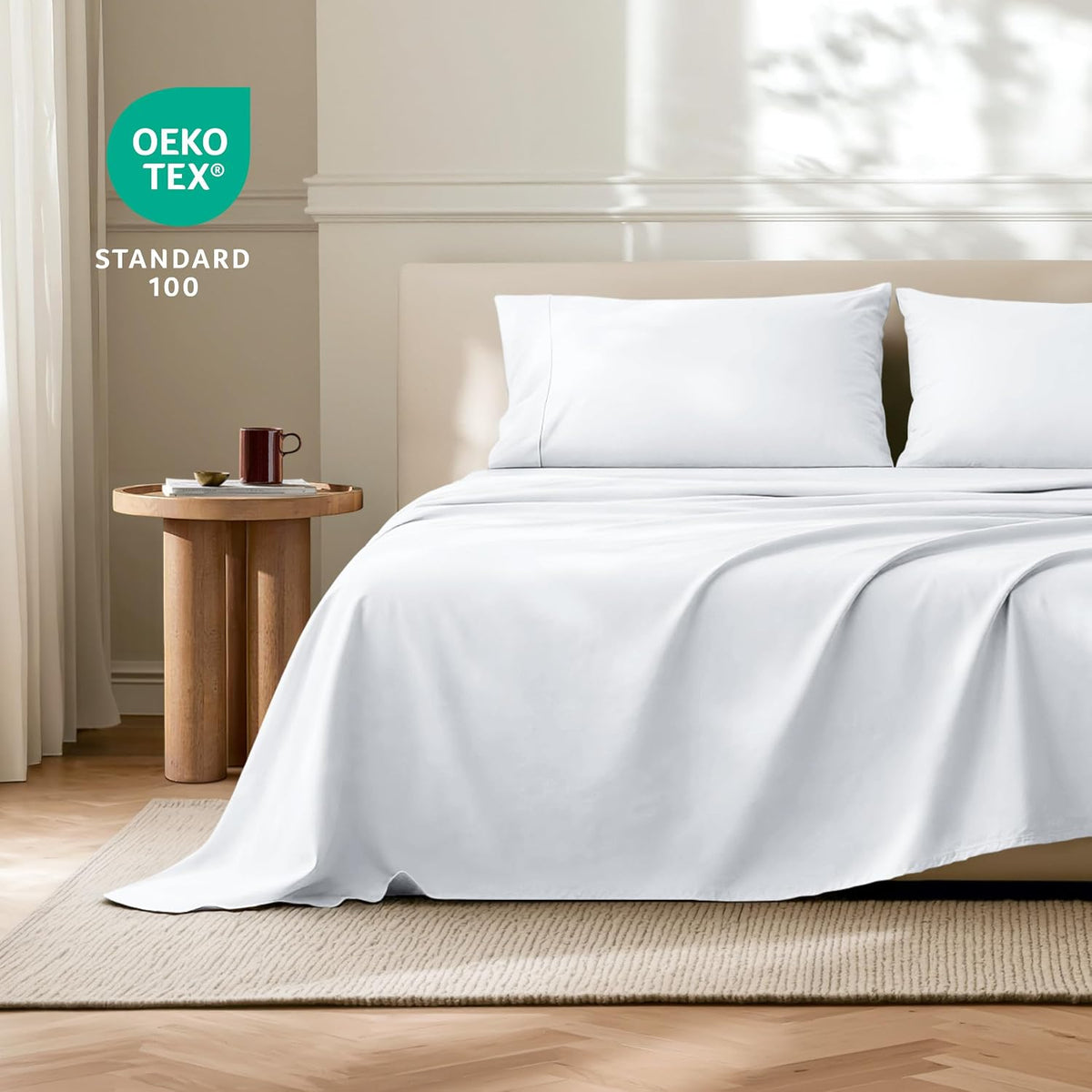 Bare Home Flat Top Sheet 1800 Ultra-Soft (Twin/Twin XL, White)