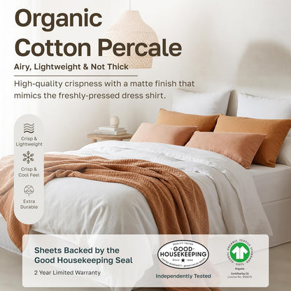 California Design Den 100% Organic Cotton Queen Bed Sheet Set, Olive Green