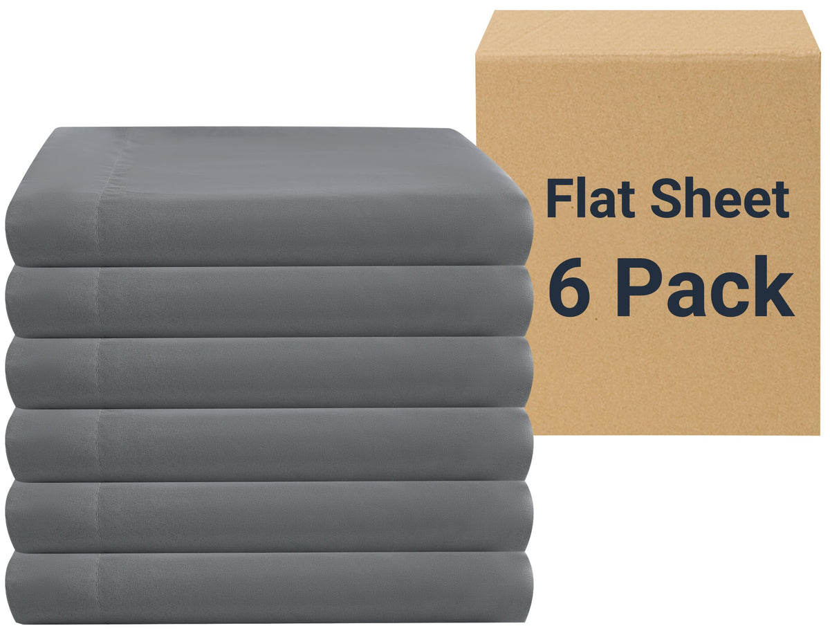ZPECC Twin Flat Sheets Only White 6 Pack, Color-Coded Hem Threads