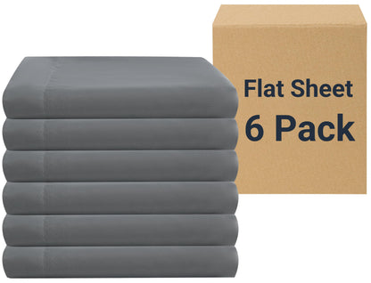 ZPECC Twin Flat Sheets Only White 4 Pack, Color-Coded Hem Threads