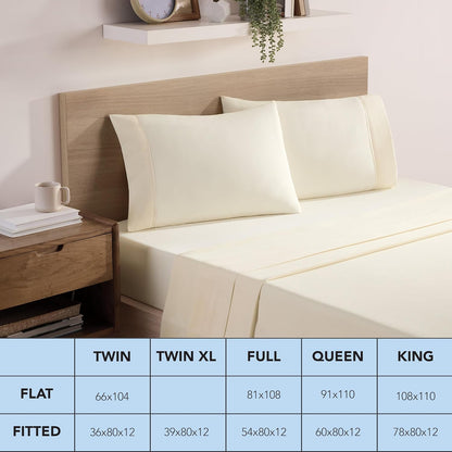 Arkwright Bulk Twin Flat Sheets - Pack of 6 - Soft Brushed Microfiber Hypoallergenic Top Sheet only with Wrinkle Resistant, Bedding Essentials for Hosts and Hotels, Ivory