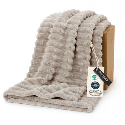Bedsure Soft Queen Size Blanket for Bed Beige 90"x90"