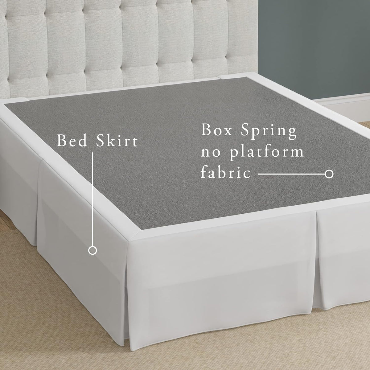 Bed Maker’s Never Lift Your Mattress Bed Skirt, Designed for Box Spring Beds, Split Corners, 14 Inch Drop Length, King, White
