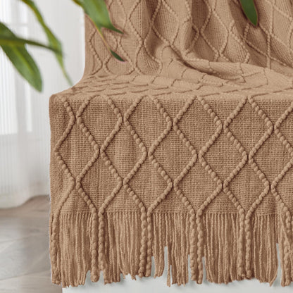 inhand Off White Knitted Throw Blanket for Couch and Bed, 50"x60"