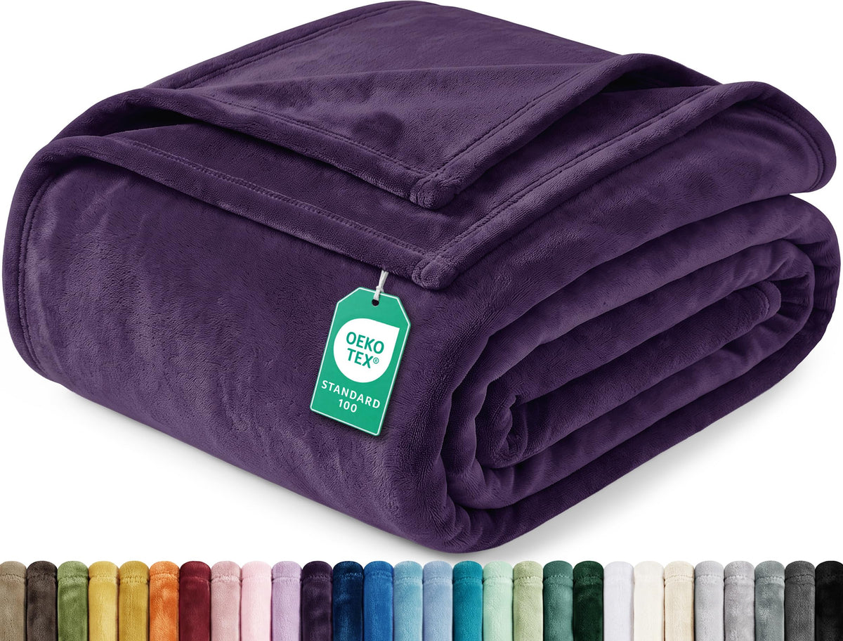 Soft Fleece Blanket for Bed Queen Size Cool Grey (90x90 Inch)