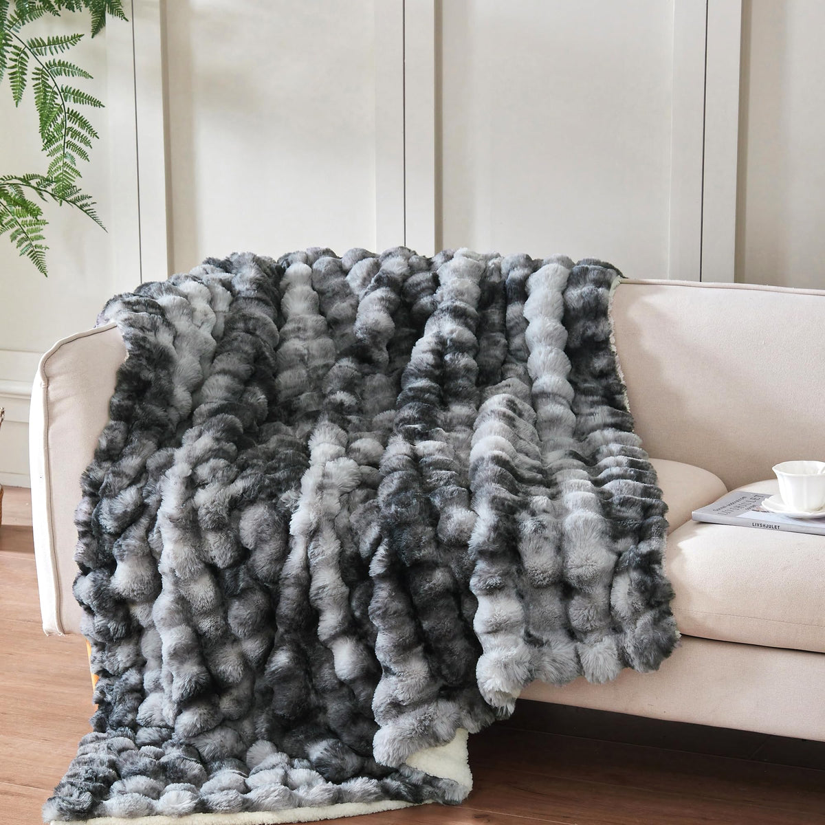 50"x60" Ultra-Soft Fuzzy Faux Fur Throw Blanket, Brown Tie Dye