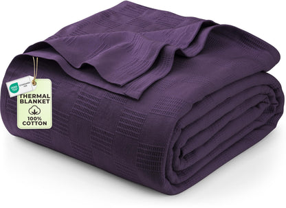 Utopia Bedding 100% Cotton Thermal Blanket White Twin, 90x72 Inches