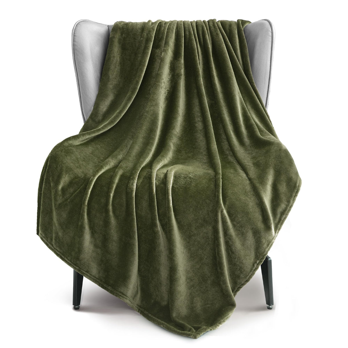 Exclusivo Mezcla Soft Large Fleece Throw Blanket for Couch, Forest Green