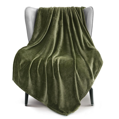 Exclusivo Mezcla Soft Large Fleece Throw Blanket for Couch, Forest Green