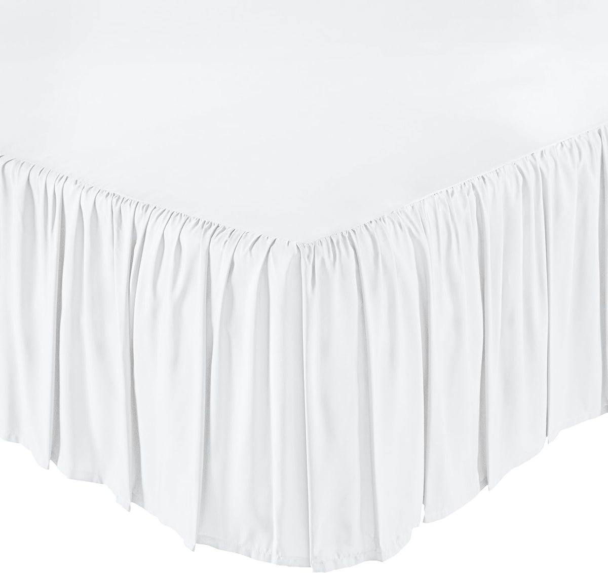 Amazon Basics Lightweight Ruffled Bed Skirt, Machine Washable, Wrinkle Resistant, Classic Style, Soft 100% Microfiber With 16" Drop, King, Bright White