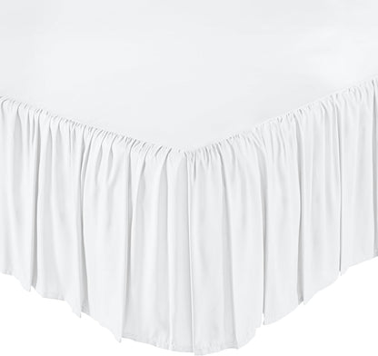 Amazon Basics Lightweight Ruffled Bed Skirt, Machine Washable, Wrinkle Resistant, Classic Style, Soft 100% Microfiber With 16" Drop, King, Bright White