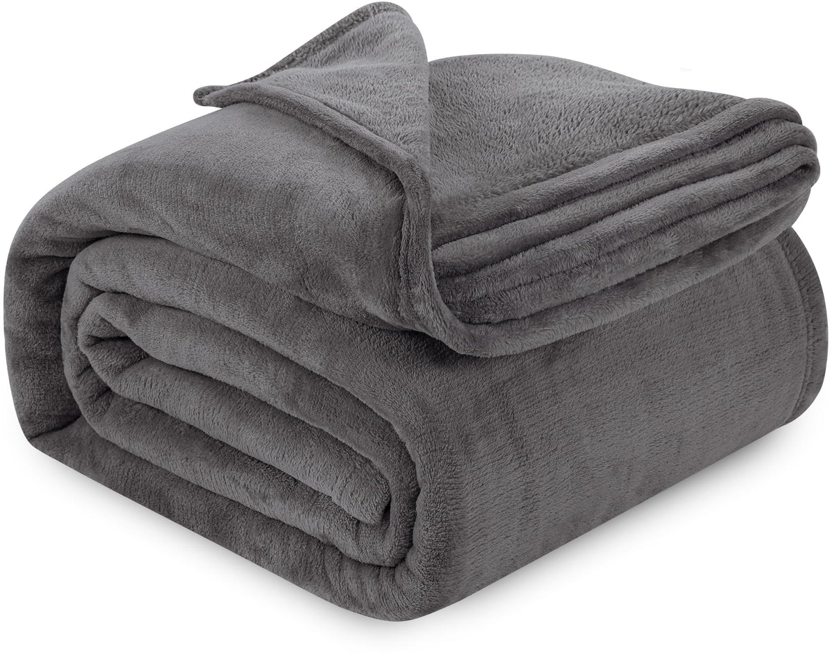 Soft Fleece Blanket for Bed Queen Size Cool Grey (90x90 Inch)