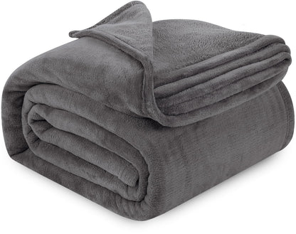 Soft Fleece Blanket for Bed Queen Size Cool Grey (90x90 Inch)