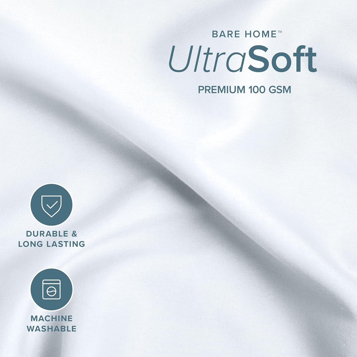 Bare Home Flat Top Sheet 1800 Ultra-Soft (Twin/Twin XL, White)