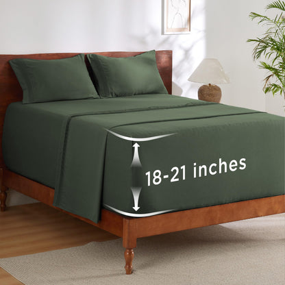 Bedsure Deep Pocket Queen Sheets Set - Fits Mattresses Up to 21 Inches Thick - 4 Piece GentleSoft Bed Sheets, Moisture Wicking, Soft & Cooling Bedsheet & Pillowcases, Easy & Secure Fit, Light Grey