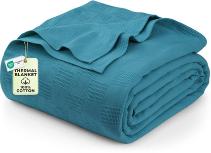 Utopia Bedding 100% Cotton Thermal Blanket White Twin, 90x72 Inches