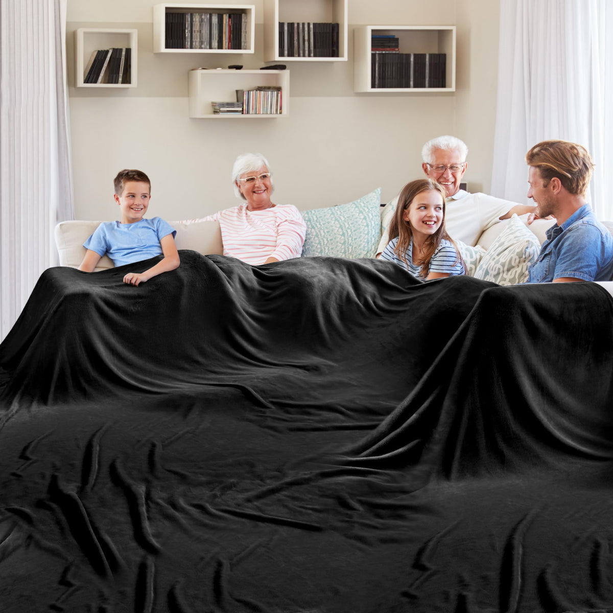Edenleaf Oversized Blanket 120x120 Inches, Giant Huge Companion for Bed, Sofa,Travel and Camping, Extra Large Big Soft Blanket Fits the Whole Family and Outdoors, Dark Grey 10'x10'