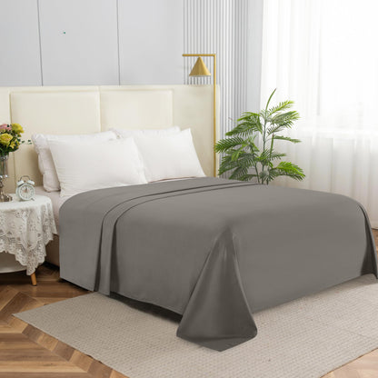 Elegant Comfort Premium Hotel Quality 1-Piece Flat Sheet, Luxury & Softest 1500 Thread Count Egyptian Quality Bedding Flat Sheet, Wrinkle, Stain and Fade Resistant, Queen, White