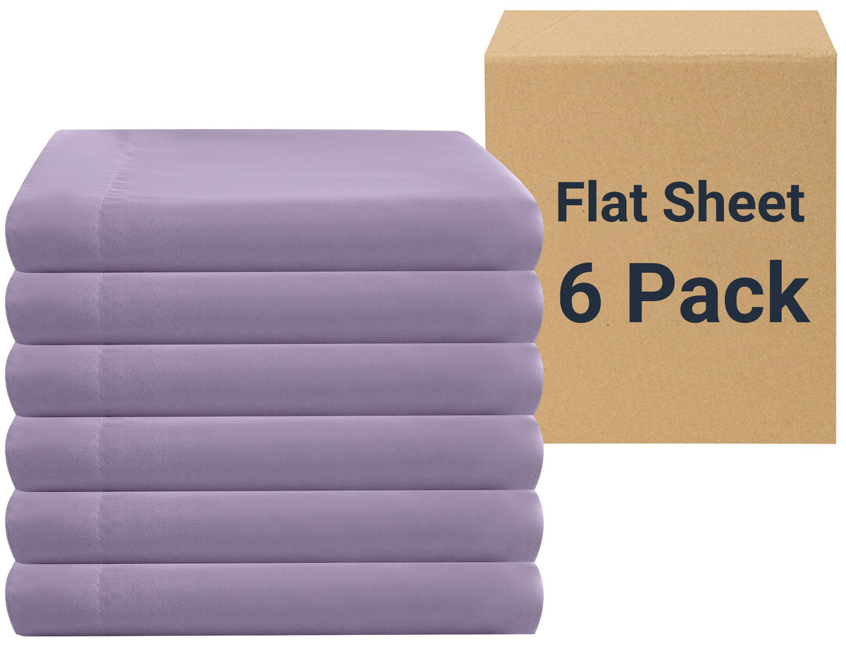 ZPECC Twin Flat Sheets Only White 6 Pack, Color-Coded Hem Threads