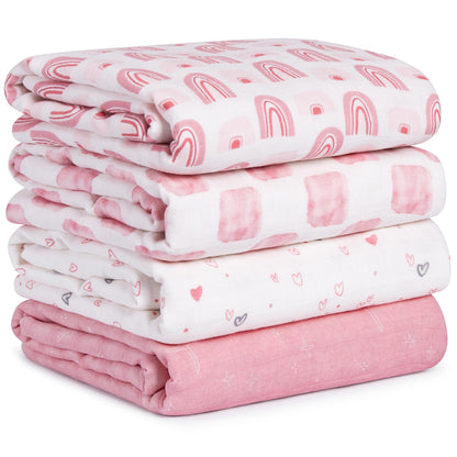 Muslin Swaddle Blankets for Newborn, Cotton Receiving Blanket