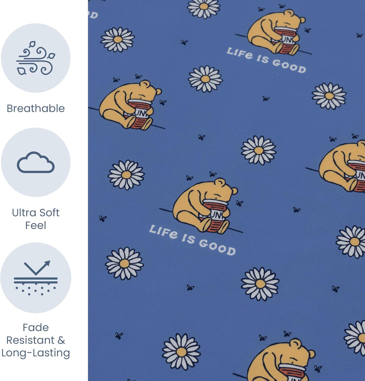 Berkshire LIG® King Flat Sheet (Only), Brushed Microfiber Sheet with Cute Cartoon Characters, Soft, Breathable, Easy-Care Bedding for LIG Fans, Spring Hunny Small Cornflower Blue