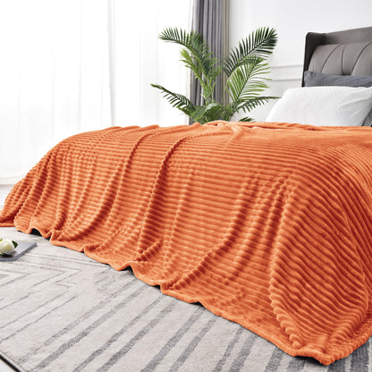 BEDELITE 3D Ribbed Jacquard Pink Fleece Throw Blanket for Couch, 50x60 Inch