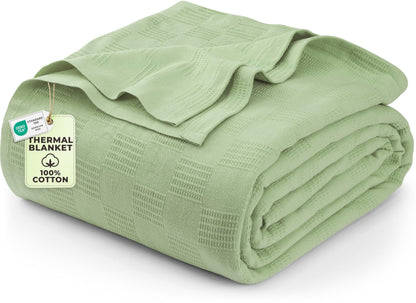 Utopia Bedding 100% Cotton Thermal Blanket White Twin, 90x72 Inches