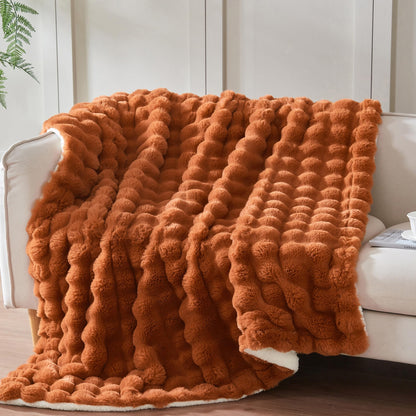 50"x60" Ultra-Soft Fuzzy Faux Fur Throw Blanket, Brown Tie Dye