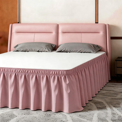 ANARACHON Full Bed Skirt, Wrap-Around Elastic Ruffled Eyelet Bed Skirt Full Size Dust Ruffle with Gathered Styling and Embroidered Details, 18" Drop Length (White)