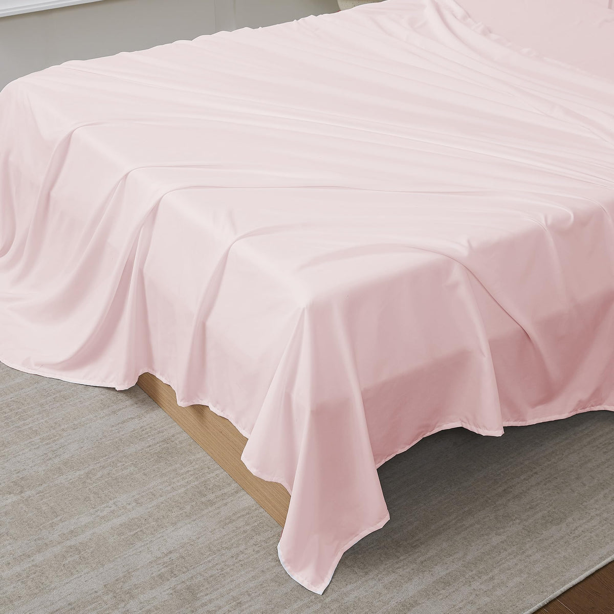 King Size Flat Sheet Only - Ultra Soft & Breathable Brushed Microfiber Top Sheet Only for King Size Beds, Denim Blue
