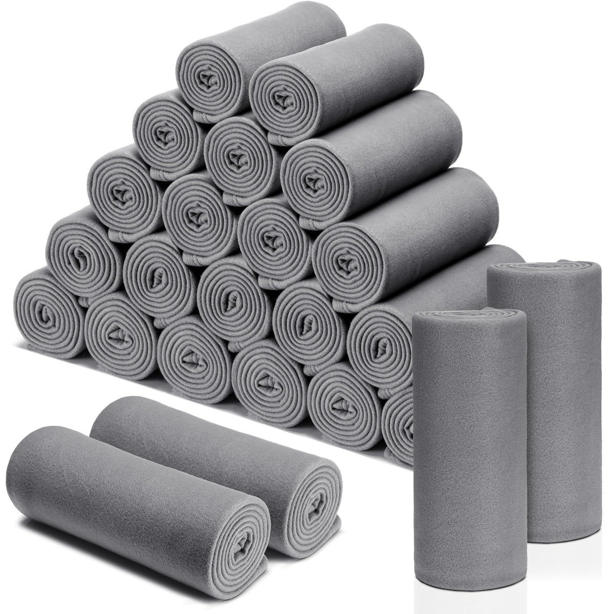 Macarrie 50 Pack Fleece Blankets Bulk,50 x 60 Inch Gray Soft Throw Blankets