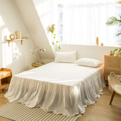 Simple&Opulence Belgian Linen Bed Skirt with Classic 14 inch Tailored Drop Dust Ruffle, Easy Fit Breathable Premium Natural Flax- Basic Linen, Queen