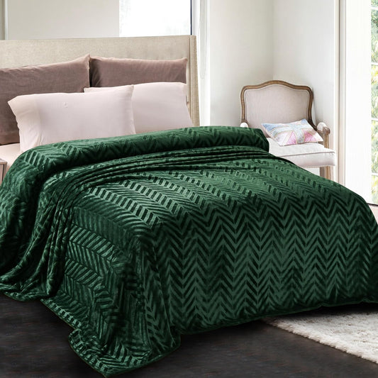 Whale Flotilla Flannel Fleece Fall Bed Blanket Queen Size, Emerald Green