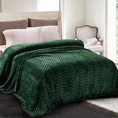 Whale Flotilla Flannel Fleece Fall Bed Blanket Queen Size, Emerald Green