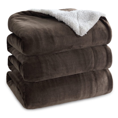 Bedsure GentleSoft Sherpa Fleece Queen Blankets for Bed, Non-Heated, Thick and Warm Throw for Women and Men, Soft Fuzzy Plush Comfort Queen Blanket for Winter, Grey, 90x90 Inches
