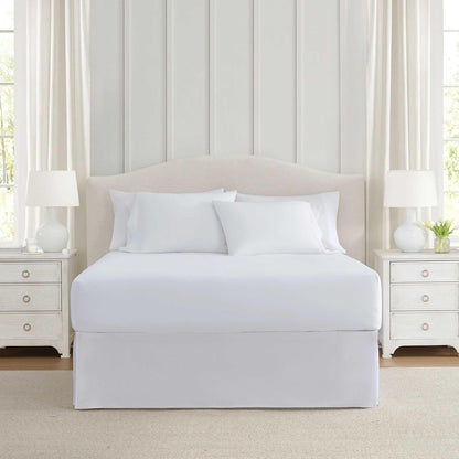 Martha Stewart - Queen Size Bed Skirt, Cotton Percale Bedding, 15-Inch Drop