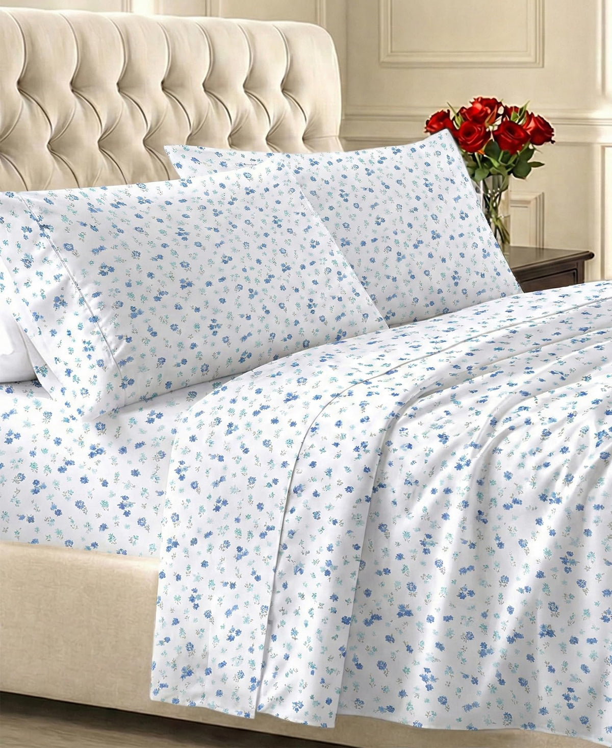 California Design Den Soft 100% Cotton Sateen Queen Bed Sheets Set, White