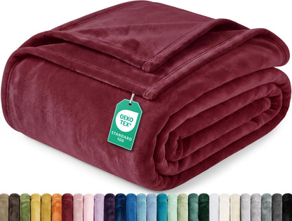 Soft Fleece Blanket for Bed Queen Size Cool Grey (90x90 Inch)