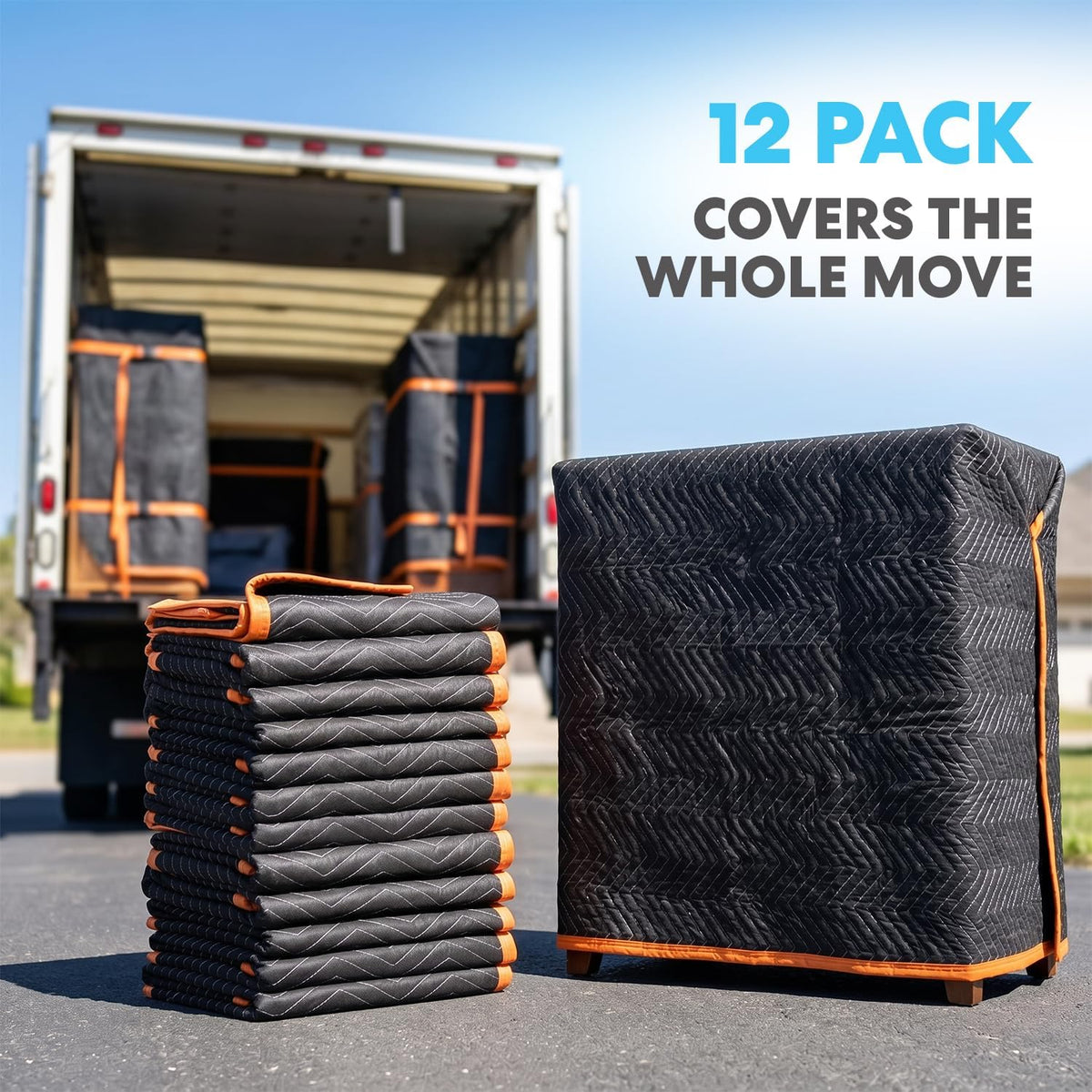 Simpli-Magic Heavy Duty Padded Moving Blankets 72" x 40" – 12 Pack – Packing Blankets, Furniture Covers for Moving