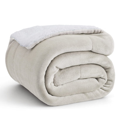 Bedsure GentleSoft Sherpa Fleece Queen Blankets for Bed, Non-Heated, Thick and Warm Throw for Women and Men, Soft Fuzzy Plush Comfort Queen Blanket for Winter, Grey, 90x90 Inches