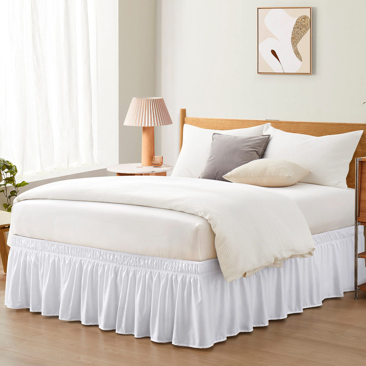 Entisn Black Wrap Around Bed Skirt, Twin Twin XL 18-Inch Brushed Drop