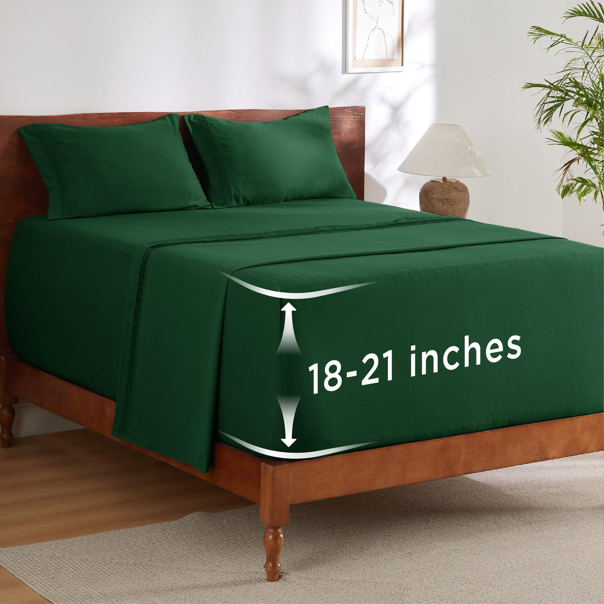 Bedsure Deep Pocket Queen Sheets Set - Fits Mattresses Up to 21 Inches Thick - 4 Piece GentleSoft Bed Sheets, Moisture Wicking, Soft & Cooling Bedsheet & Pillowcases, Easy & Secure Fit, Light Grey