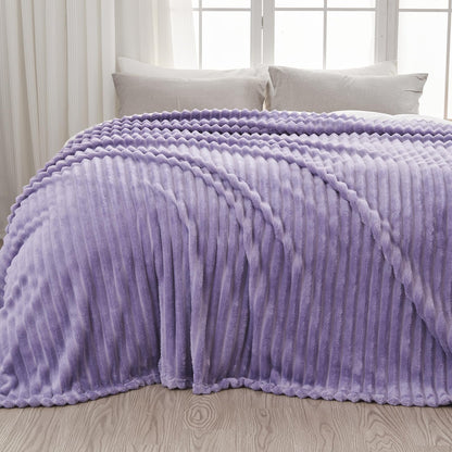 NEWCOSPLAY Fleece Ribbed Cozy Throw Blanket for Couch, Pink, 50"x60"