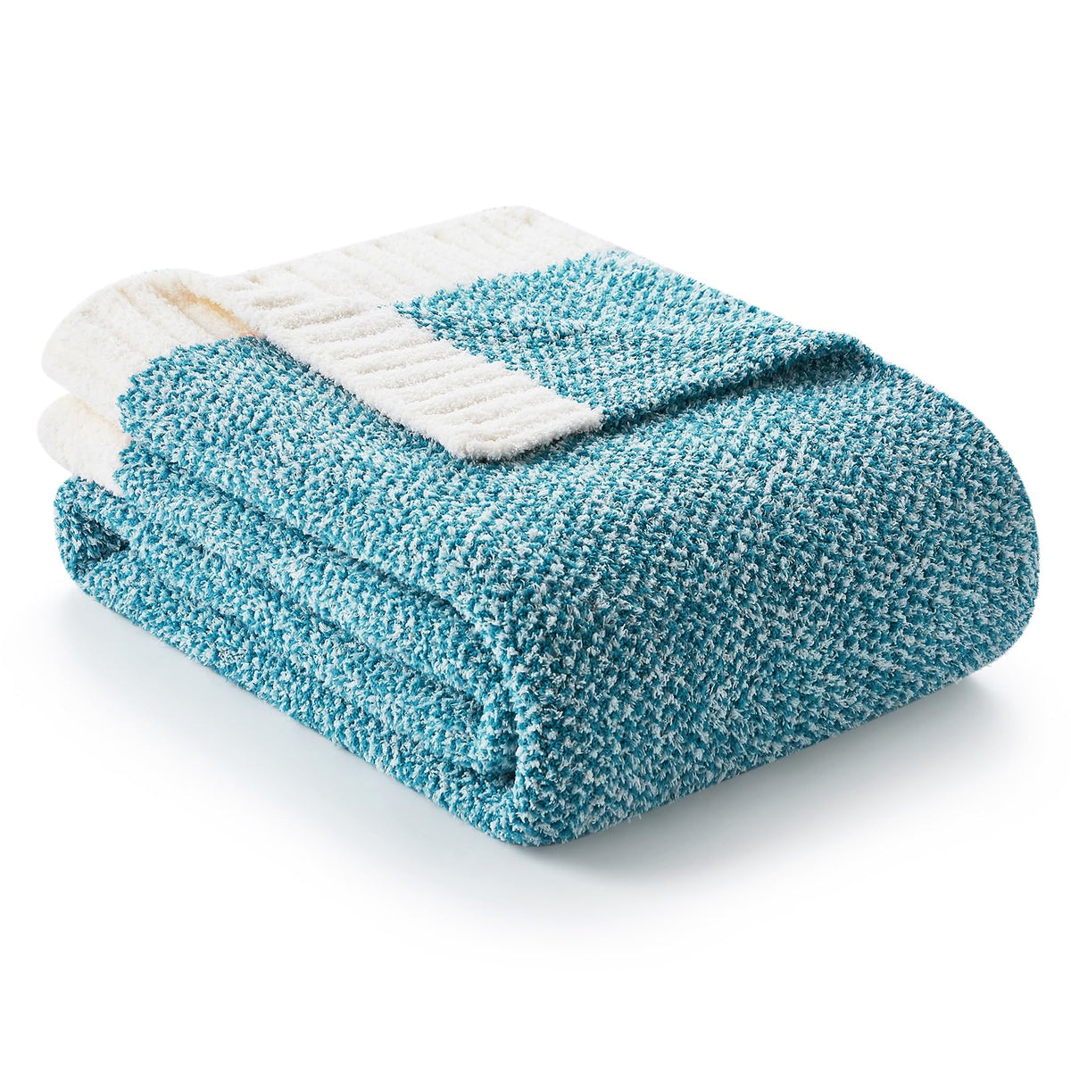 Snuggle Sac Buttery Ivory Throw Blanket for Couch, Reversible Super Soft Knitted Blankets, Warm Cozy Knit Fuzzy Plush Lightweight Throws Dupes for Sofa, Bed, Picnic, Ivory, 50 x 60 inches