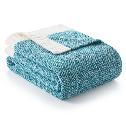 Snuggle Sac Buttery Ivory Throw Blanket for Couch, Reversible Super Soft Knitted Blankets, Warm Cozy Knit Fuzzy Plush Lightweight Throws Dupes for Sofa, Bed, Picnic, Ivory, 50 x 60 inches