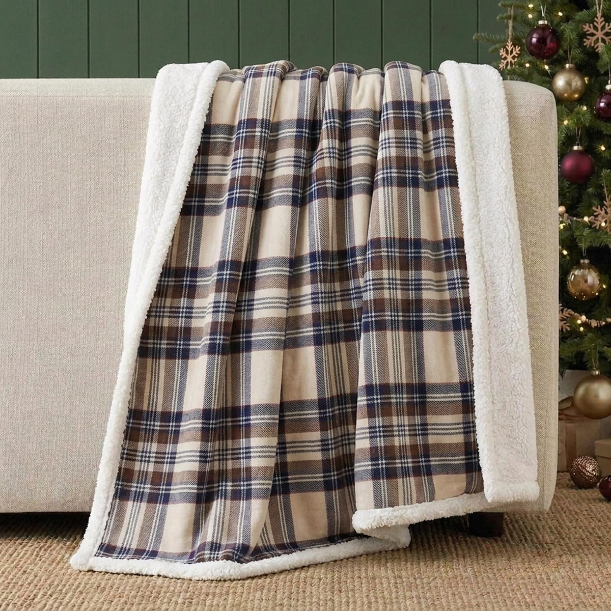 Eddie Bauer - Sherpa Reverse Throw Blanket for Bed or Couch, 50 x 60