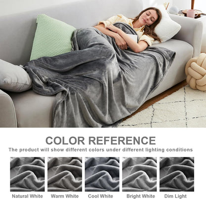 Hansleep Twin Grey Fleece Blanket, Soft Flannel Bed Blanket