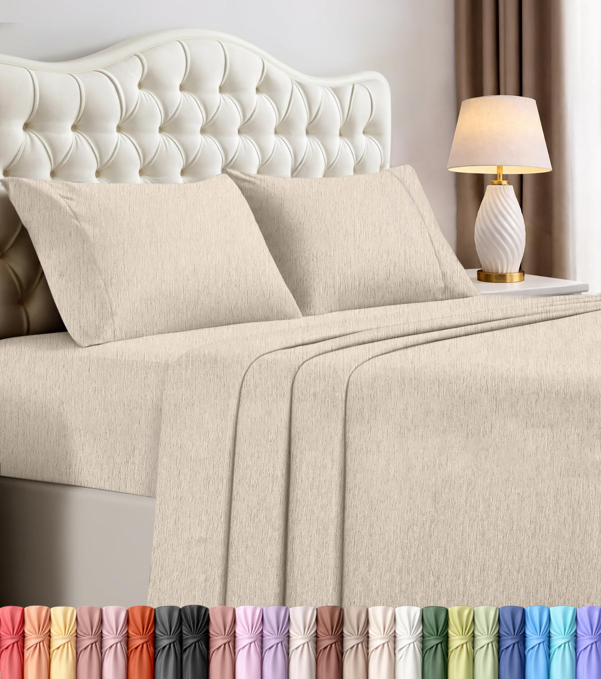 Queen Sheets Set, 4 Pieces 16" Deep Pocket Hotel Luxury Bed Sheets, Grey