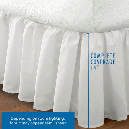 FRESH IDEAS Ideas Bedding Ruffled Bed Skirt, Classic 14” Drop Length, Gathered Styling, Full, White FRE30114WHIT02