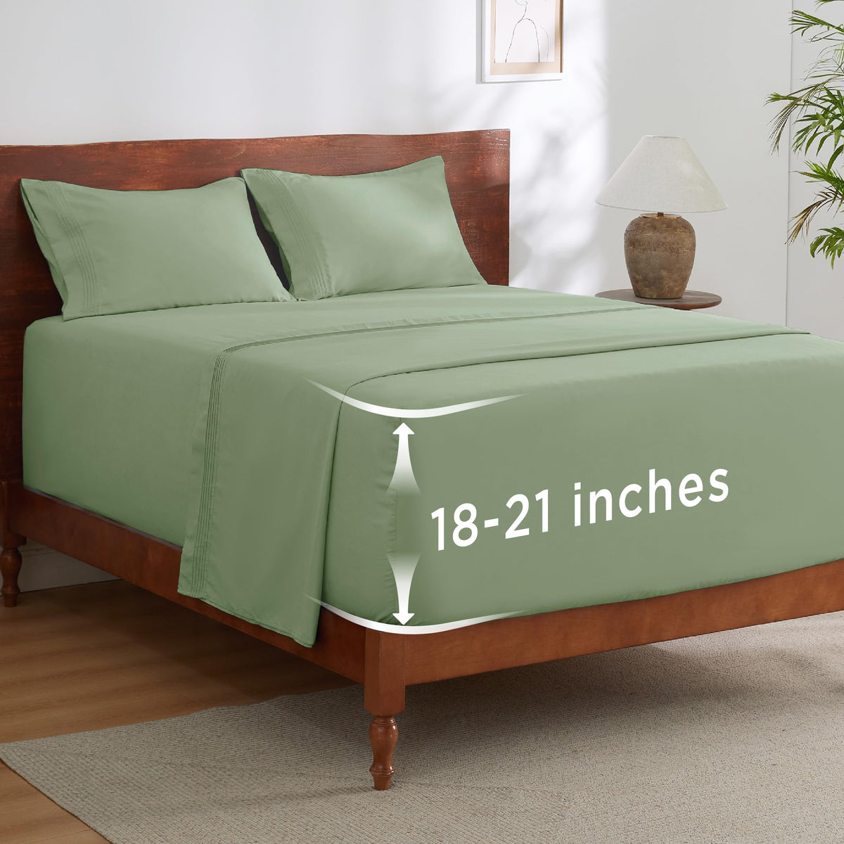 Bedsure Deep Pocket Queen Sheets Set - Fits Mattresses Up to 21 Inches Thick - 4 Piece GentleSoft Bed Sheets, Moisture Wicking, Soft & Cooling Bedsheet & Pillowcases, Easy & Secure Fit, Light Grey